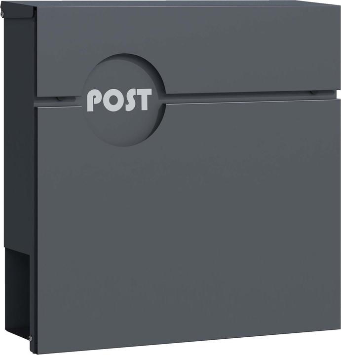Wiltec Briefkasten Anthrazit V62 Postkasten Stahl Zeitungsfach Wandbriefkasten