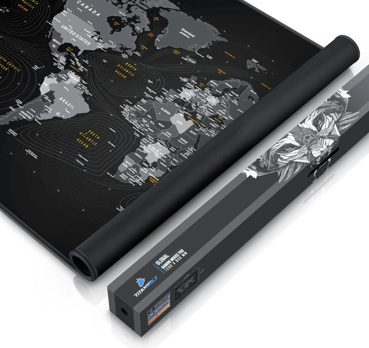 Actual product image Titanwolf Gaming mouse pad, XXXL speed mouse mat, mouse pad 1200 x 800 mm, speed & precision, world map (XXL)