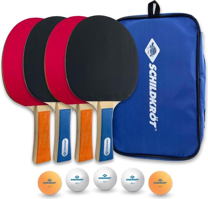 Schildkröt Donic-Schildkröt 788603 - Table tennis set Hobby for 4 players, 4 bats with 5 balls in bag