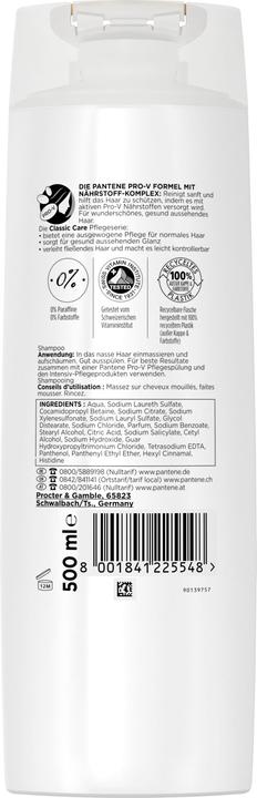 Actual product image Pantene Shampoo Classic Care (Liquid shampoo, 500 ml)