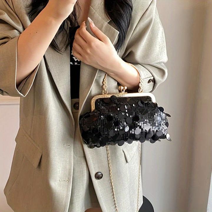 Actual product image Only-Bags.Store Chic vintage-inspired crossbody bag with adjustable strap and sequin accents