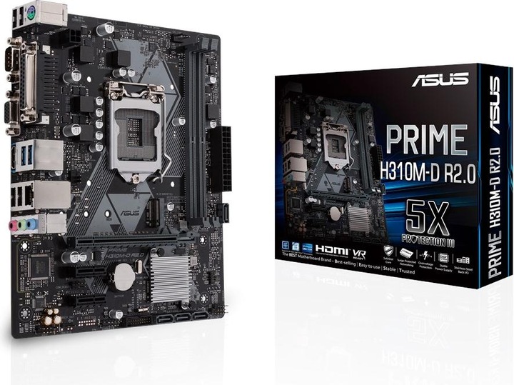 Actual product image ASUS PRIME H310M-D R2.0 (LGA 1151, Intel H310, mATX, Flex ATX)