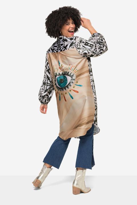 Produktbild Angel of Style Longbluse, Alloverdruck, Hemdkragen, Langarm, Seitenschlitze (54)