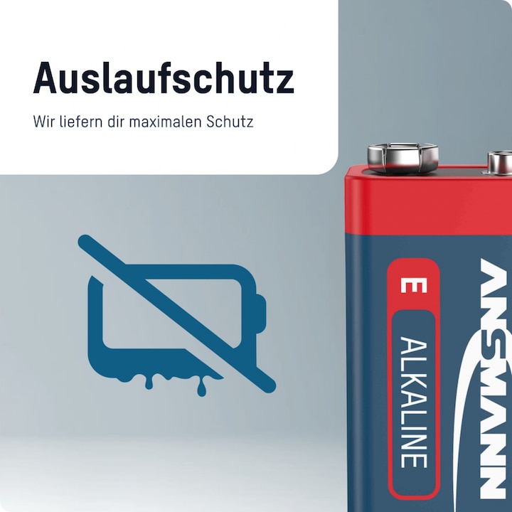 Actual product image Ansmann 9 V block battery alkaline manganese (2 pcs., 9V Block, 550 mAh)