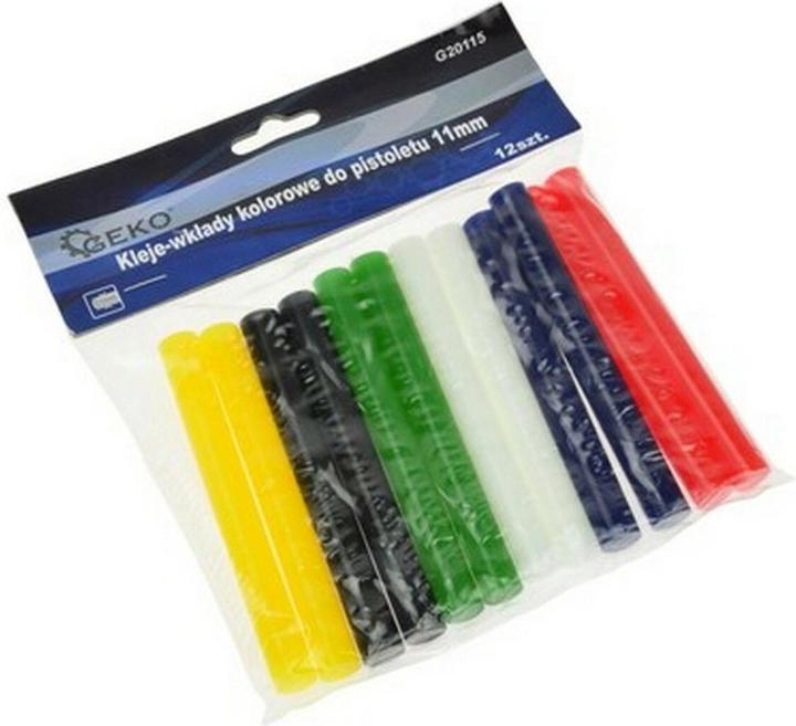 Produktbild GEKO Farbige Heissklebestifte für Heissklebepistole 11mm 12 Stück