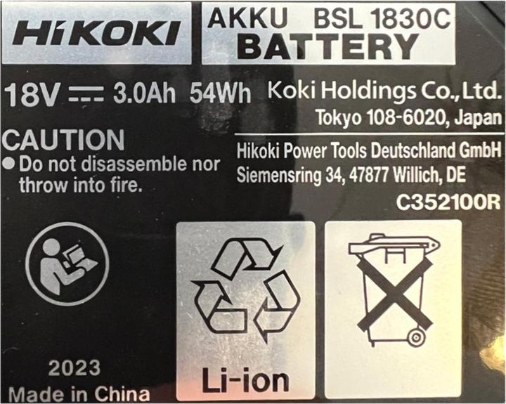 Actual product image Hikoki BSL1830C 2x battery pack 18 V 3.0 Ah / 3000 mAh Li-ion ( 339783 ) (18 V)