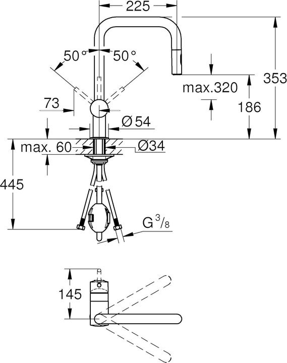 Produktbild Grohe Küchenarmatur mit Handbrause Minta chrom glänzend 32322002