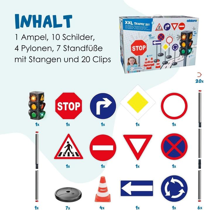 Actual product image Alldoro XXL Traffic Set (75 cm High, 21 Pieces)