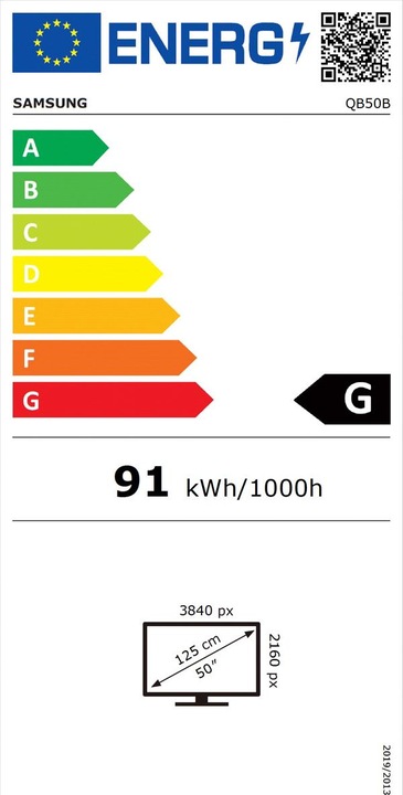 Energy Label Samsung Smart Signage QB50B (3840 x 2160 Pixels, 50")