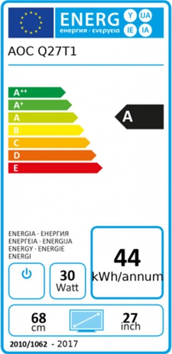 Energy Label AOC Q27T1 (2560 x 1440 pixels, 27")