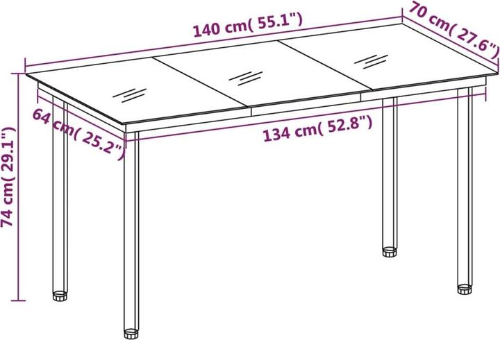 Produktbild vidaXL Garten Essgruppe (140 x 70 x 74 cm)