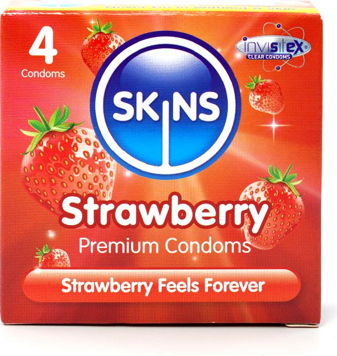 Image du produit Skins Strawberry" 4 préservatifs à l'arôme subtil de fraise - sans odeur de latex (4 pcs)
