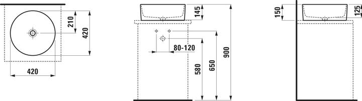 Actual product image Laufen Savoy washbasin bowl, without tap hole, without overflow, D=420mm, H8129420001121 (420 mm, 420 mm)