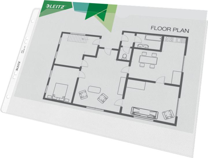 Image du produit Leitz Pochette, A4 paysage, PP, grainé, 0,12 mm ouverture en haut, indélébile, avec intérieur papier (A4, 1x)