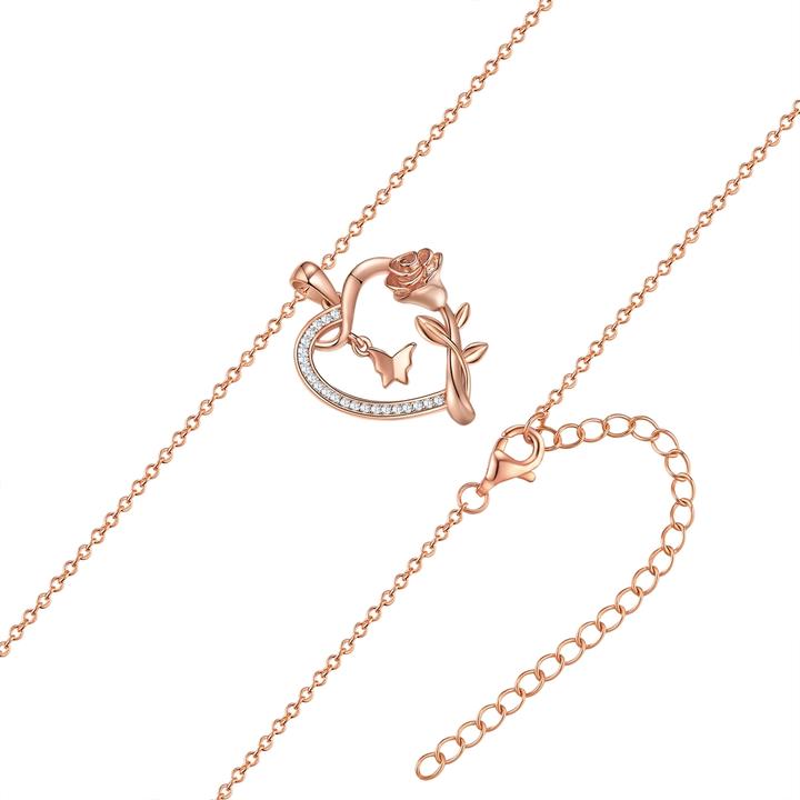 Actual product image Rafaela Donata Ladies necklace heart/butterfly/rose - 36634 (Sterling Silver)