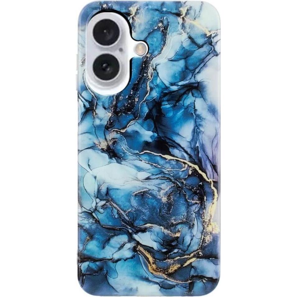 Cover-Discount iPhone 16 Plus - Cover Handyhülle Marble (Apple iPhone 16 Plus), Smartphone Hülle, Blau