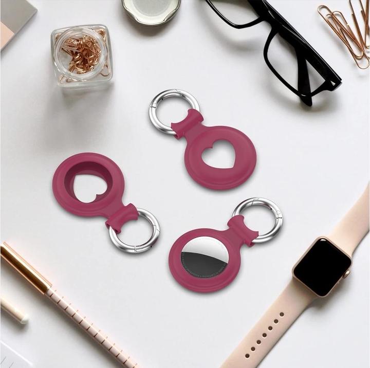Productafbeelding Screenguard Apple Airtag Liquid Silikon Heart Case mit Anhänger