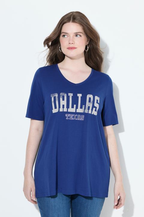 Immagine prodotto Ulla Popken T-shirt dal taglio svasato con stampa con scritta, scollo a girocollo e mezze maniche (56)