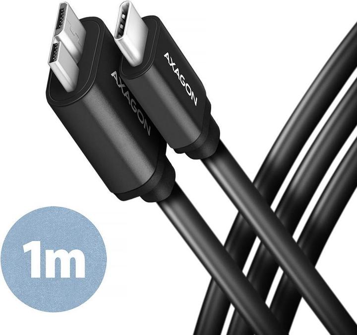 Axagon BUMM3-CM10AB Kabel Micro-B USB auf USB-C 3.2 Gen 1 (1 m, USB 3.2 Gen 1, 5 W)