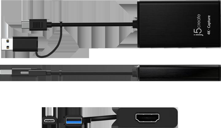 Image du produit j5Create JVA11-N 4K HDMI™ Capture Adapter, Black, USB 3.2 Gen 1 (3.1 Gen 1), 3840 x 2160 pixels, Alu (Android, Mac, PC)