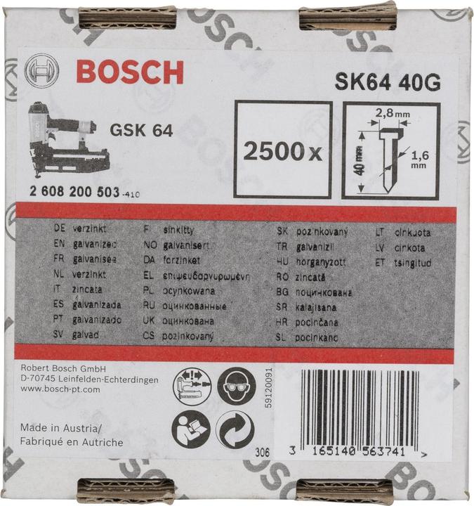 Actual product image Bosch Professional Zubehör Countersunk head pin SK64 40G, 1.6 mm, 40 mm, galvanised
