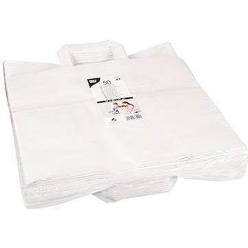 Thumbnail - Papstar, Geschenkverpackung, Papier-Tragetasche, 320 x 170 x 270 mm, weiss aus Kraftpapier, 70 g/qm, Tragkraft: 5 kg, mi...