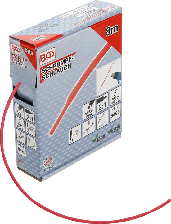 BGS Boîte de gaines thermorétractables rouges Ø 3 mm 8 m (1 x)
