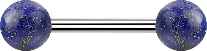 Image du produit Star Piercing Barbell avec deux boules de pierre sodalite (Minéral, Acier chirurgical 316L, sans laiton)