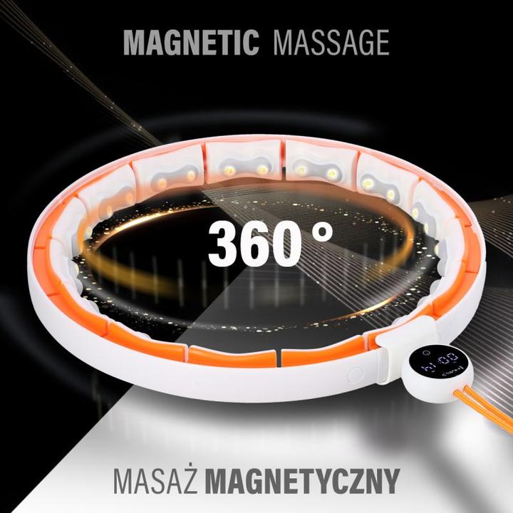 Image du produit HMS Hhm21 Hula Hoop Blanc/Orange Avec Aimants Tpe Patte Et Poids + Compteur (90 cm, 800 g)