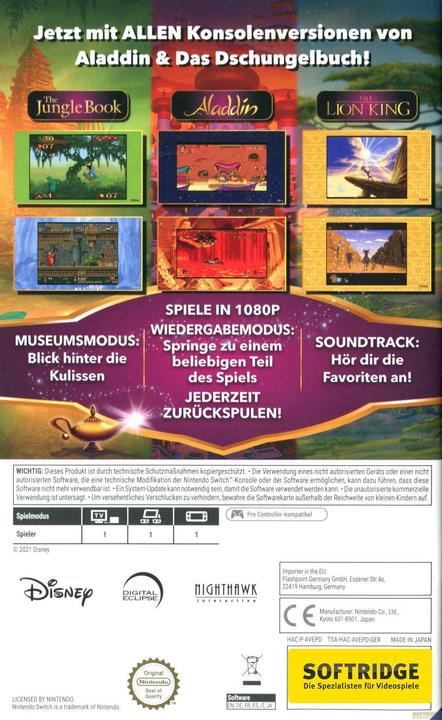 Produktbild Liquidbit Disney Classic Games Collection: Jungel Buch, Aladdin, König der Löwen (Switch, DE)