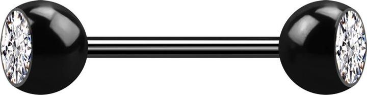 Actual product image Star Piercing Micro barbell black with two silver crystal balls (without brass, Surgical steel 316L)