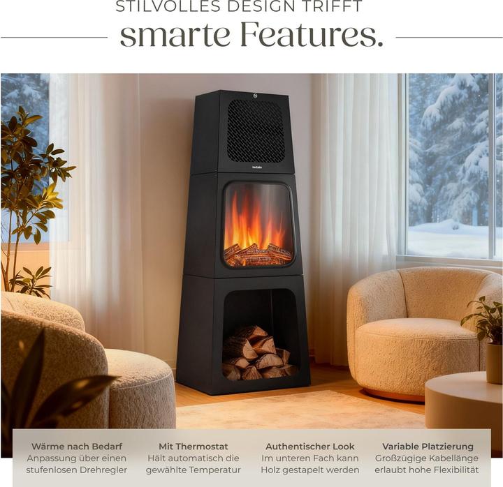 Immagine prodotto tectake Elektrokamin Soleil, 2 Heizstufen, Thermostat, Flammeneffekt