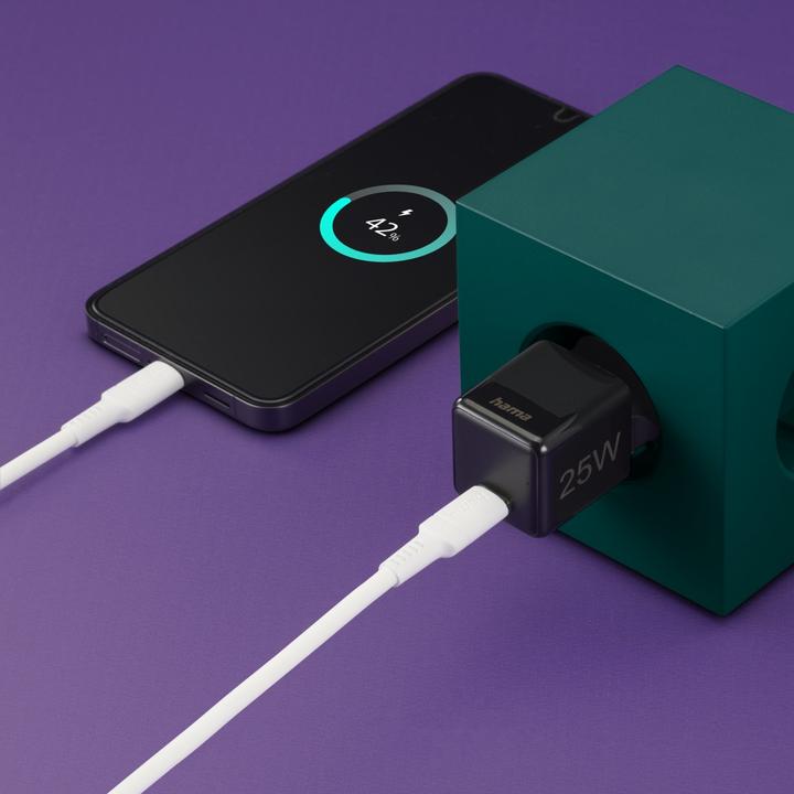 Produktbild Hama Schnellladegerät, USB-C, PD/Qualcomm®, Super-Mini-Charger, 25 W, Schwarz (25 W, 1 Port)
