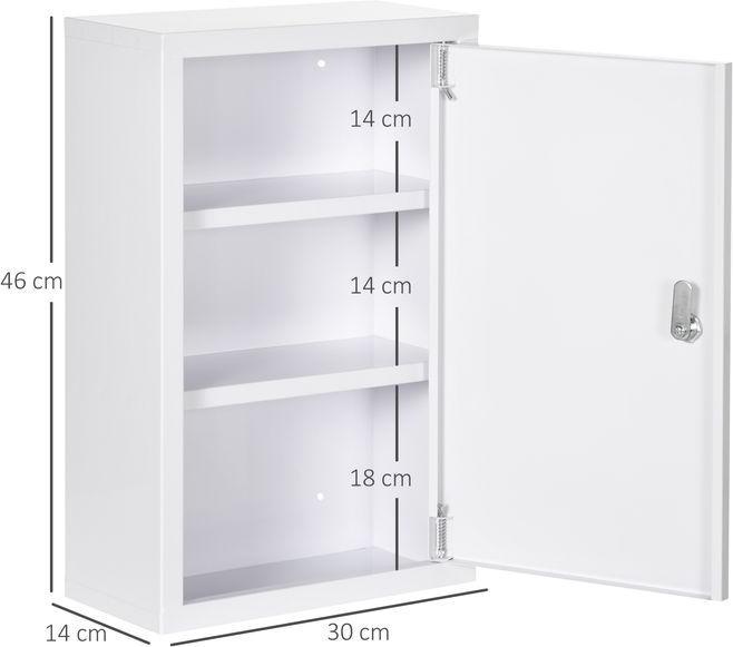 Actual product image Swisshandel24 Medizinschrank, abschliessbar, Einlegeböden, Stahlgehäuse, 30x14x46 cm, Weiss (30 x 14 x 46 cm)