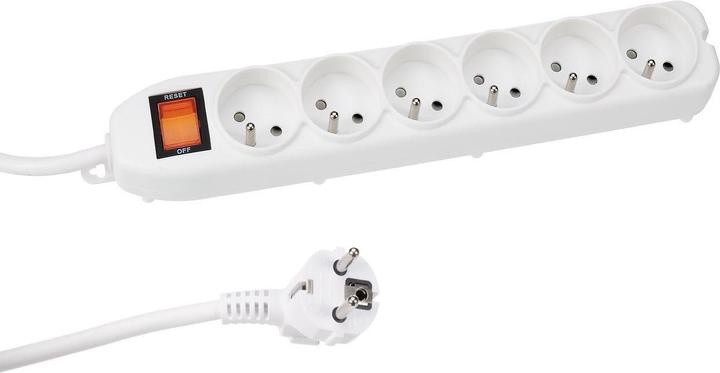 Produktbild Velleman 6-Fach-Steckdosenleiste - Mit Schalter & überlastschutz - Weiss (6x, CEE 7/5, 1.50 m)