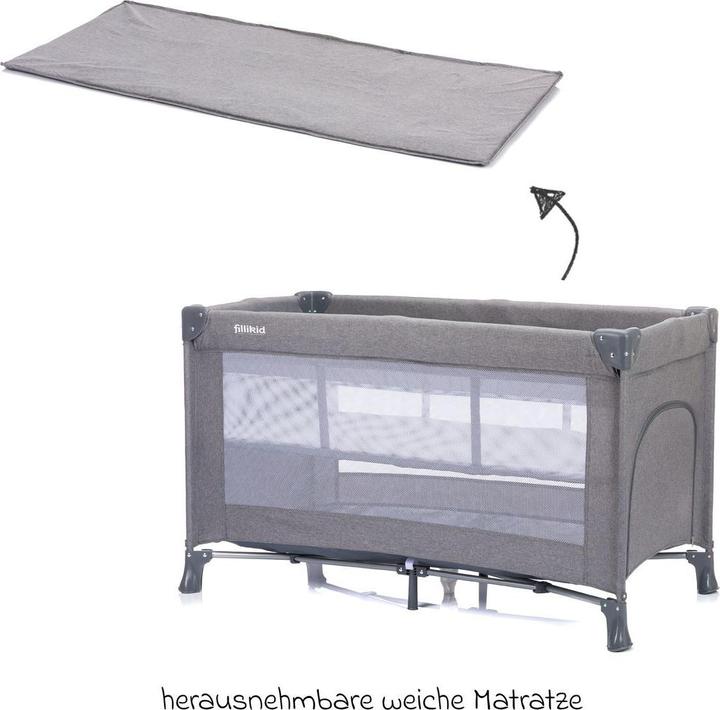 Image du produit Fillikid Reisebetten Reisebett Milano ab Geburt - 15 kg mit Einhand-Faltmechanismus (60 x 120 cm)