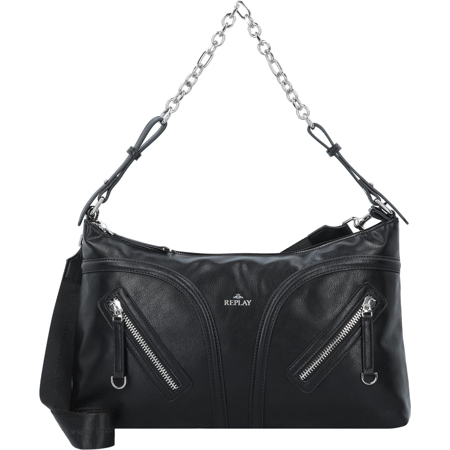 Replay, Handtasche, Schultertasche 38 cm, Schwarz