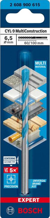 Productafbeelding Bosch Professional Zubehör Expert CYL-9 MultiConstructie boor, 6,5 x 60 x100 mm, d 5,5 mm (6,5 mm)