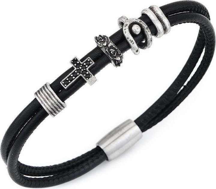 Immagine prodotto Amen Bracciale a croce (20 cm, Cuoio, Acciaio inossidabile)