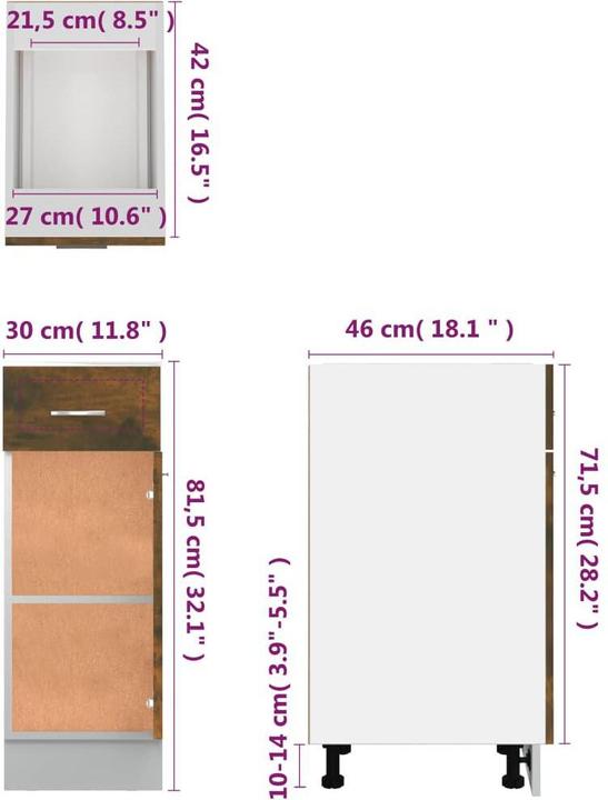 Produktbild vidaXL Küchenschrank (30 x 46 x 81.50 cm)