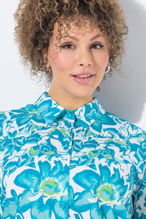 Image du produit Ulla Popken Chemisier motif à fleurs, manches courtes et col chemise (46, 48)
