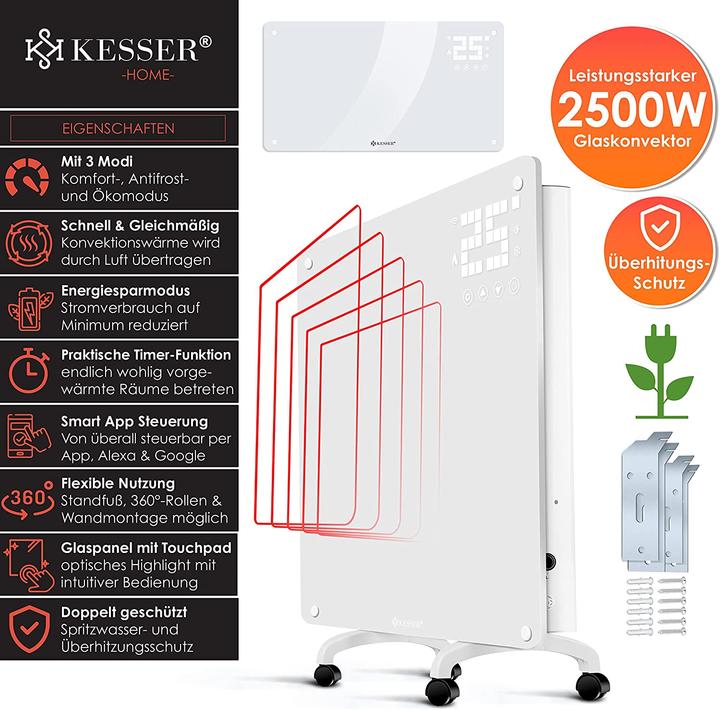Actual product image Kesser Glass convector, 2500W