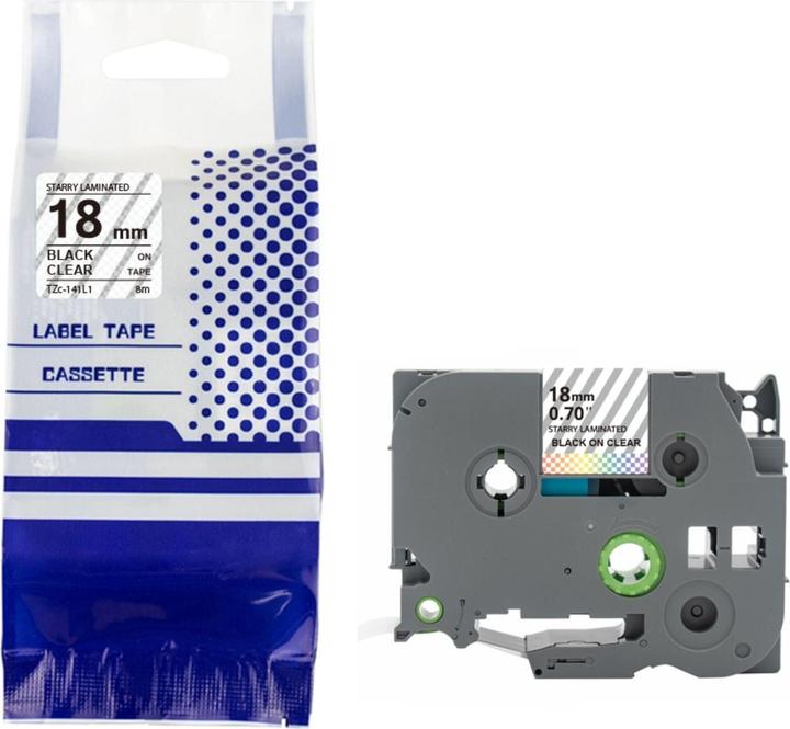 Hermex Alternatives Etikettenband zu Brother TZe-141L1 Beschriftungsband (1.80 cm, Transparent)