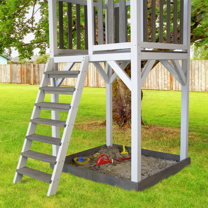 Produktbild Axi Beach Tower Spielturm mit Klettergerüst und Summer Nestschaukel - Graue Rutsche