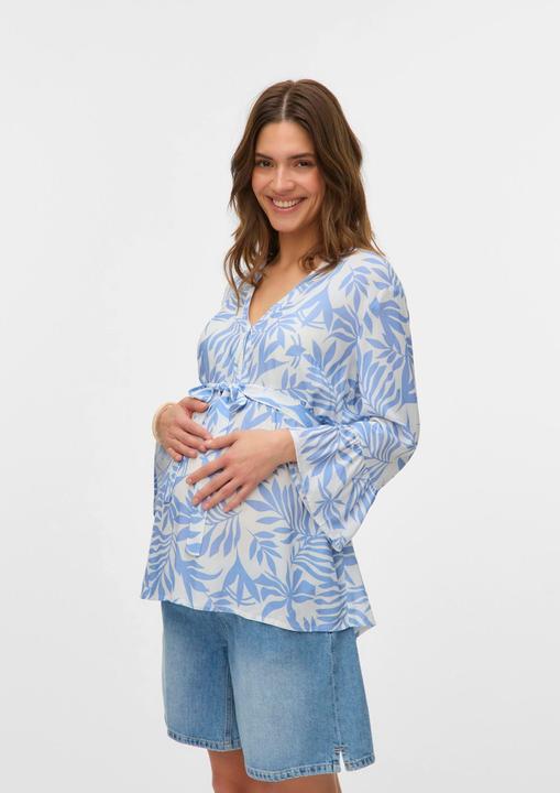 Produktbild Mamalicious Locker geschnitten V-Ausschnitt Ärmelbündchen mit Rüschen Weite Ärmel Top Bluse (L)