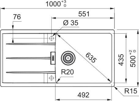 Immagine prodotto Franke Bitte in Hybris oder Grundatentext in SAP-ERP in IT pflegen!! (Lavello con sgocciolatoio, 50 cm, 100 cm)
