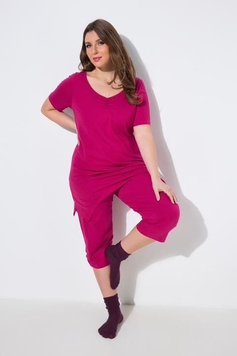 Produktbild Ulla Popken Pyjama, Zipfelsaum, V-Ausschnitt, Halbarm (46, 48)