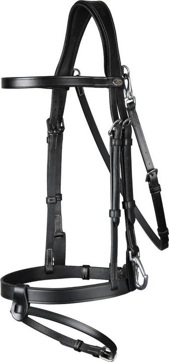 Actual product image Dy'on Flat leather snaffle bridle with snap hooks