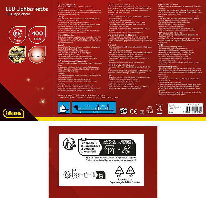 Produktbild Idena LED Lichterkette 400er WW,8h Timer,47,90m (47.90 m)