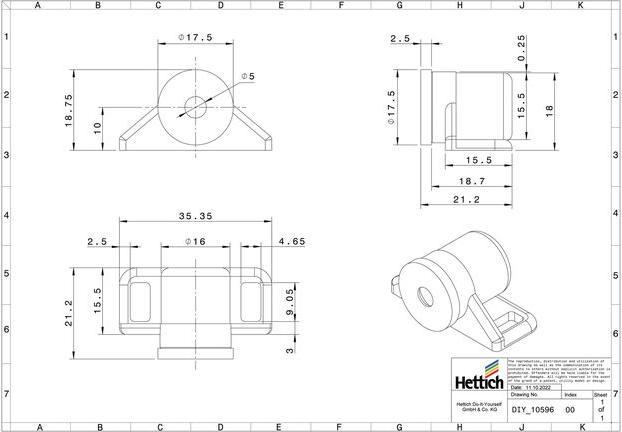 Produktbild Hettich Magnetschnäpper 33 mm, Haltekraft 0.6 kg, schwarz
